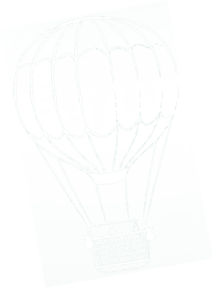 A hand-drawn hot air balloon