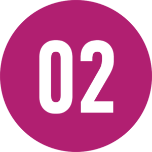A stylized number 2 in a pink circle
