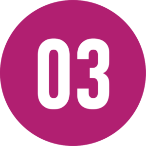 A stylized number 3 in a pink circle